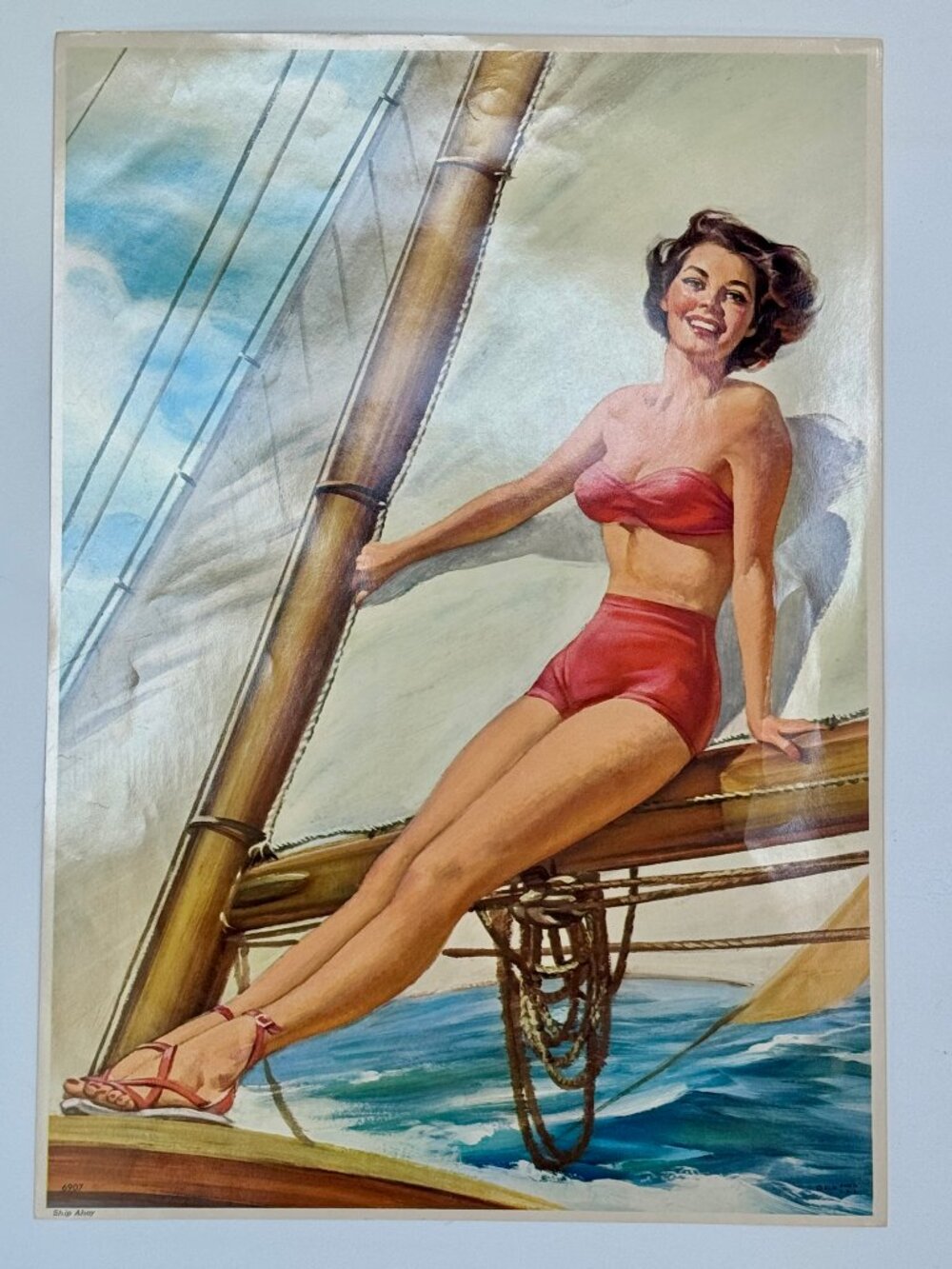 Original 12x17" Lithograph Mid-Century 1945 Glam "Ship Ahoy" by Howard Connolly - Picture 2 of 8